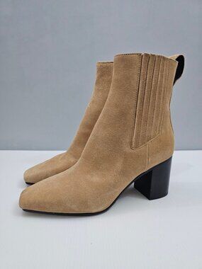 Rag & Bone Astra Ankle Boot Womens EU 39 Light Tan Suede Chelsea Block Heel NEW